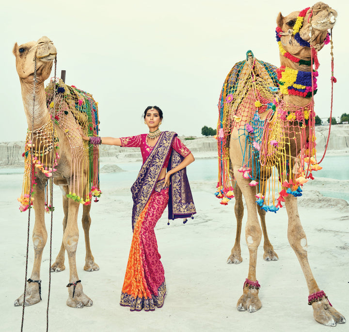 sangeet partywear in shaded banarasi patola