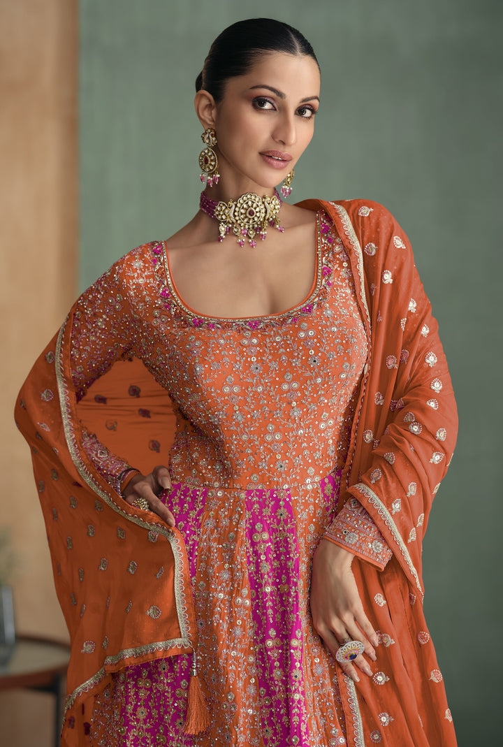 mehendi wear georgette rajasthani kalidar gown