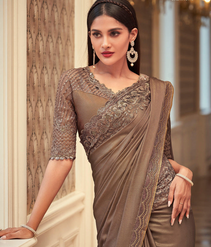 Evening Party Wear Shimmer Sari - Fashion Nation