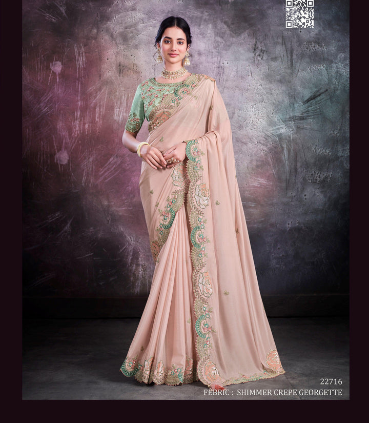 Shaadi Functions Wear Embroidered Sari - Fashion Nation