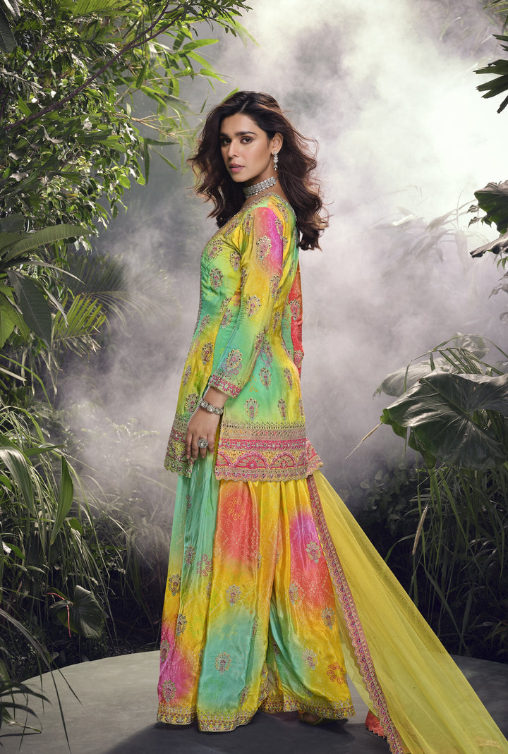 celebrity fashion ethnic colourful haldi dress