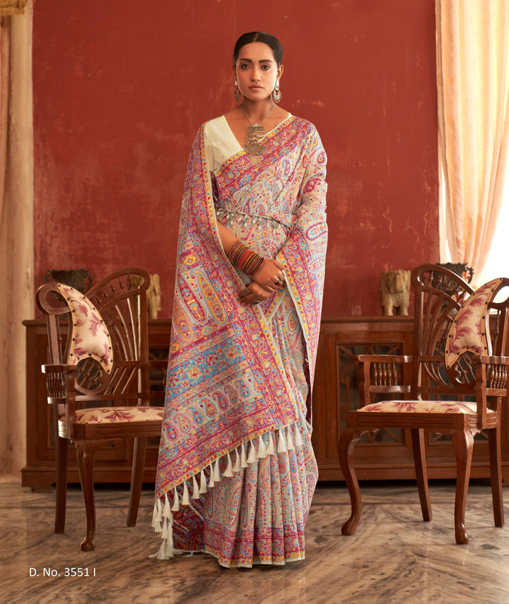 Indian Fashion Thread Embroidered Saree - Fashion Nation