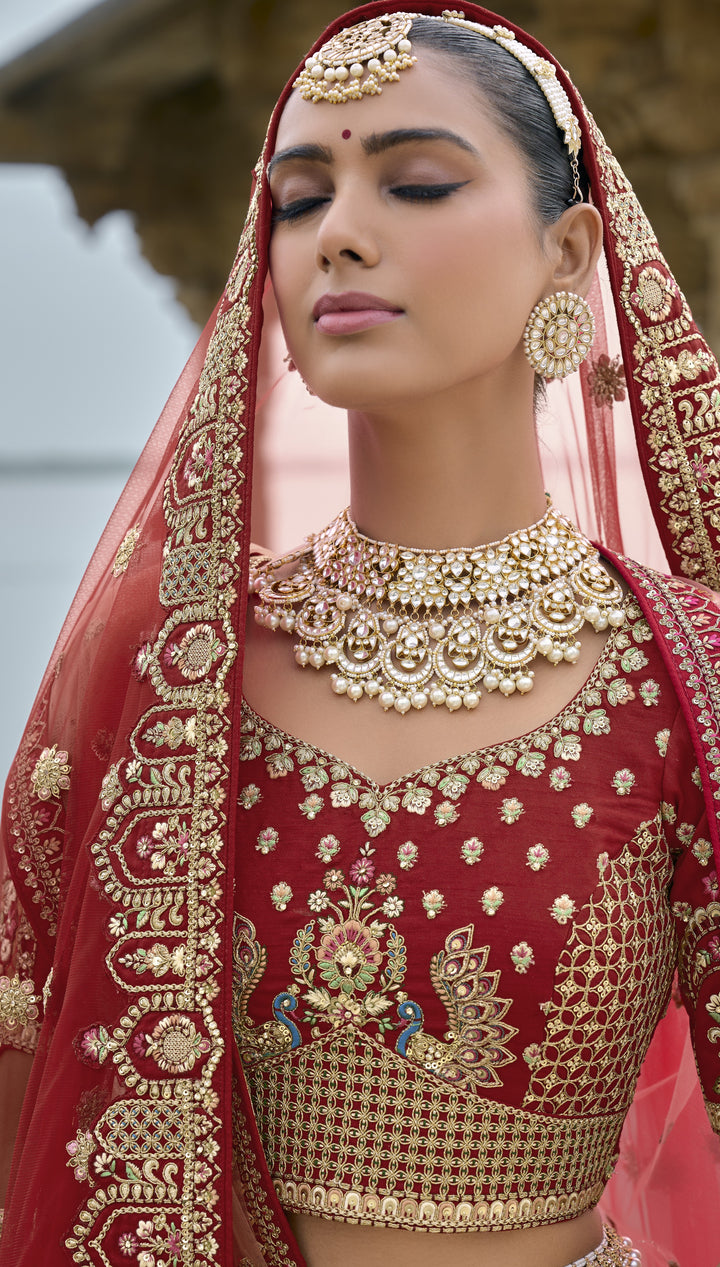 marriage wear lengha choli set in red