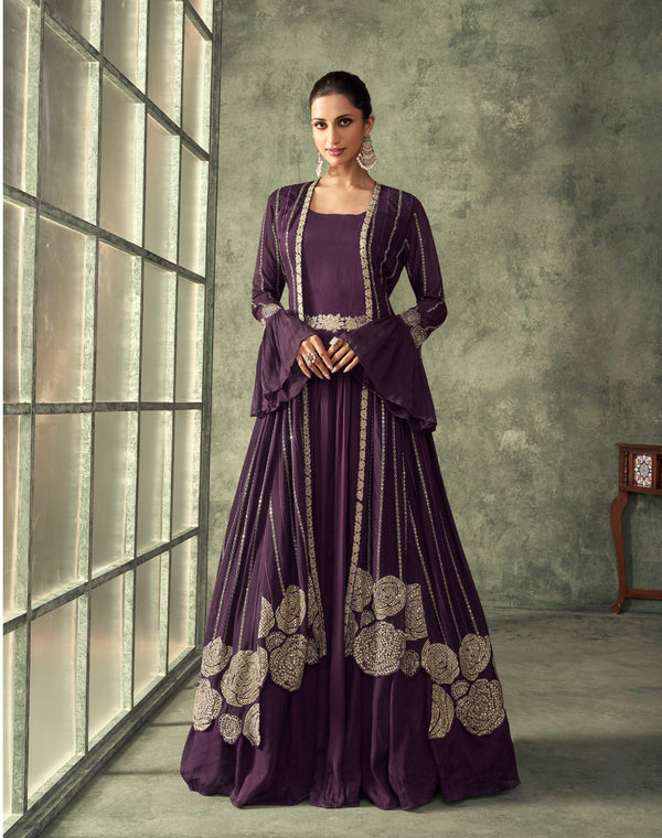 Cocktail Partywear Indo Western Gown with Shrug - Fashion Nation