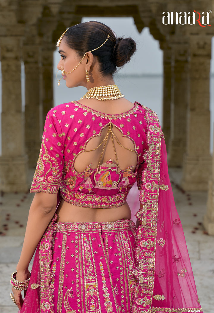 raja rani motifs silk lengha choli set