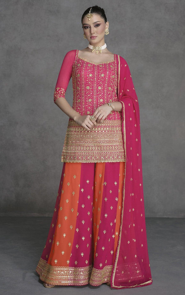 Colourful Georgette Sangeet Partywear Festive Sharara Suit - Fashion Nation