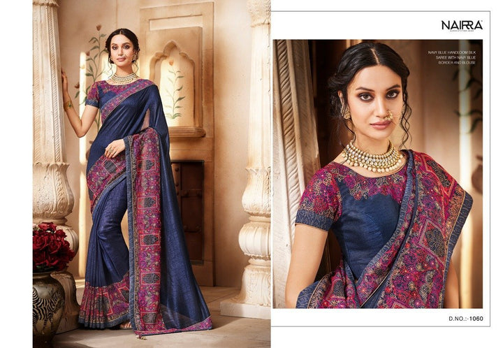 Party Wear Nakkashi NAK1060 Designer Blue Handloom Silk Saree - Fashion Nation