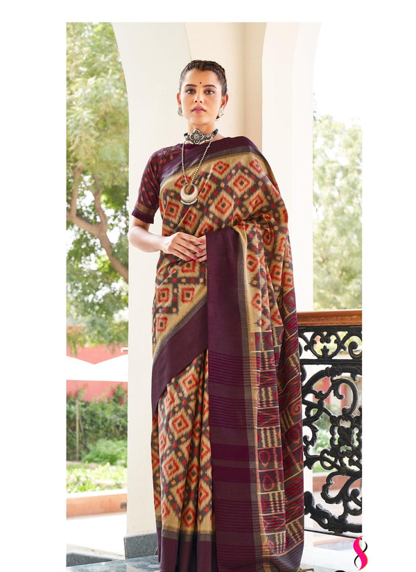 Afternoon Functions Wear Pochampally Silk Saree - Fashion Nation