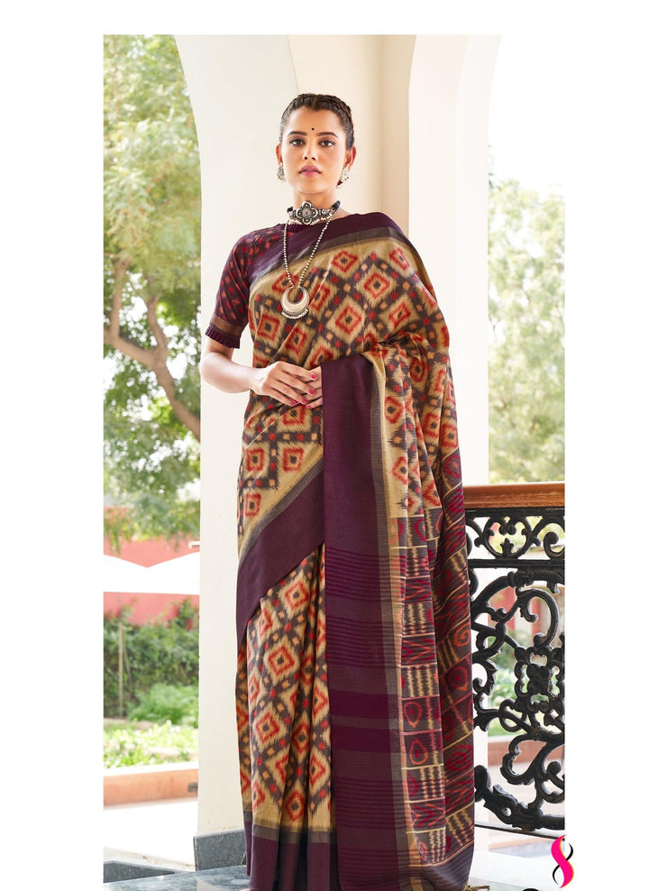 Afternoon Functions Wear Pochampally Silk Saree - Fashion Nation