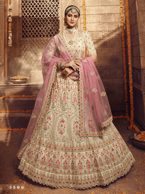 Royal Cream Organza Bridal Lehenga Choli - Fashion Nation