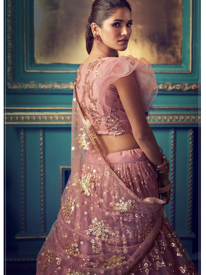 Marriage Party Special Mulberry Pink Net Lehenga Choli - Fashion Nation