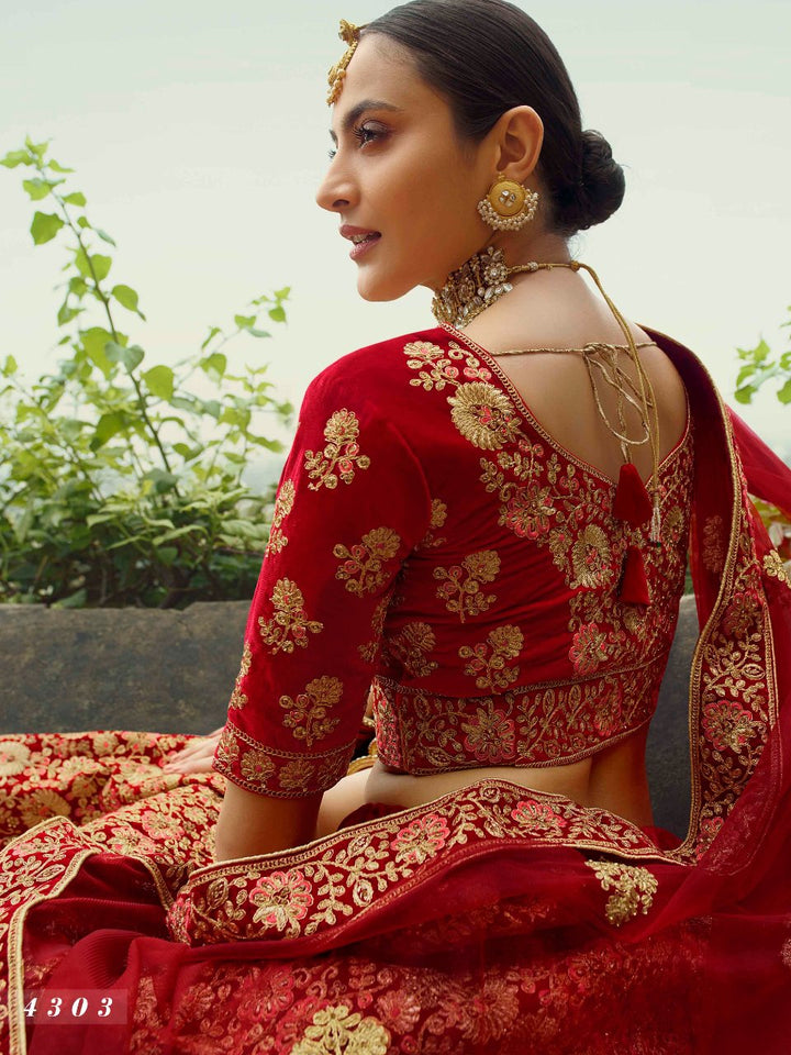 Shaadi Special Red Velvet Designer Latest Lehenga Choli - Fashion Nation