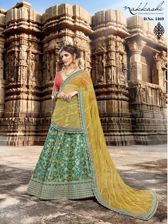 Handpicked Nakkashi NAK5169 Bridal Blue Rani Jacquard Lehenga Choli - Fashion Nation