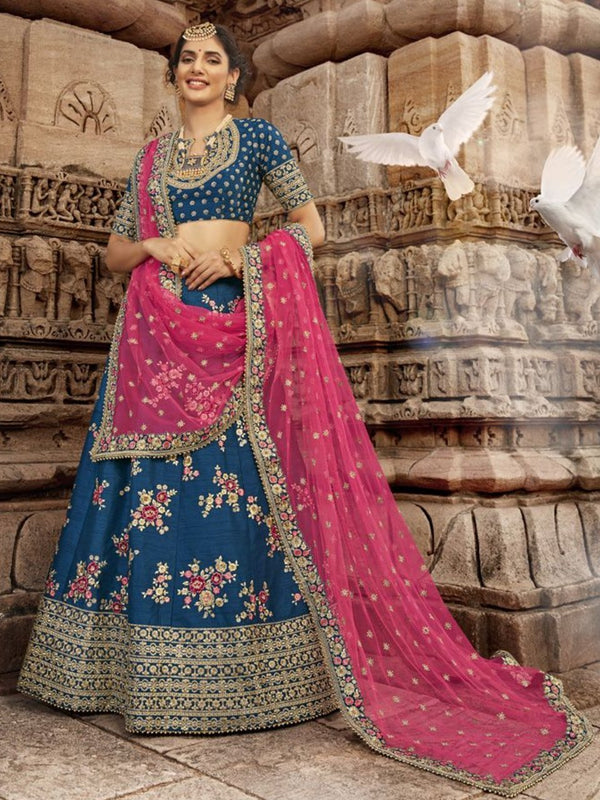 Fabulous Nakkashi NAK5171 Bridal Blue Handloom Silk Lehenga Choli - Fashion Nation