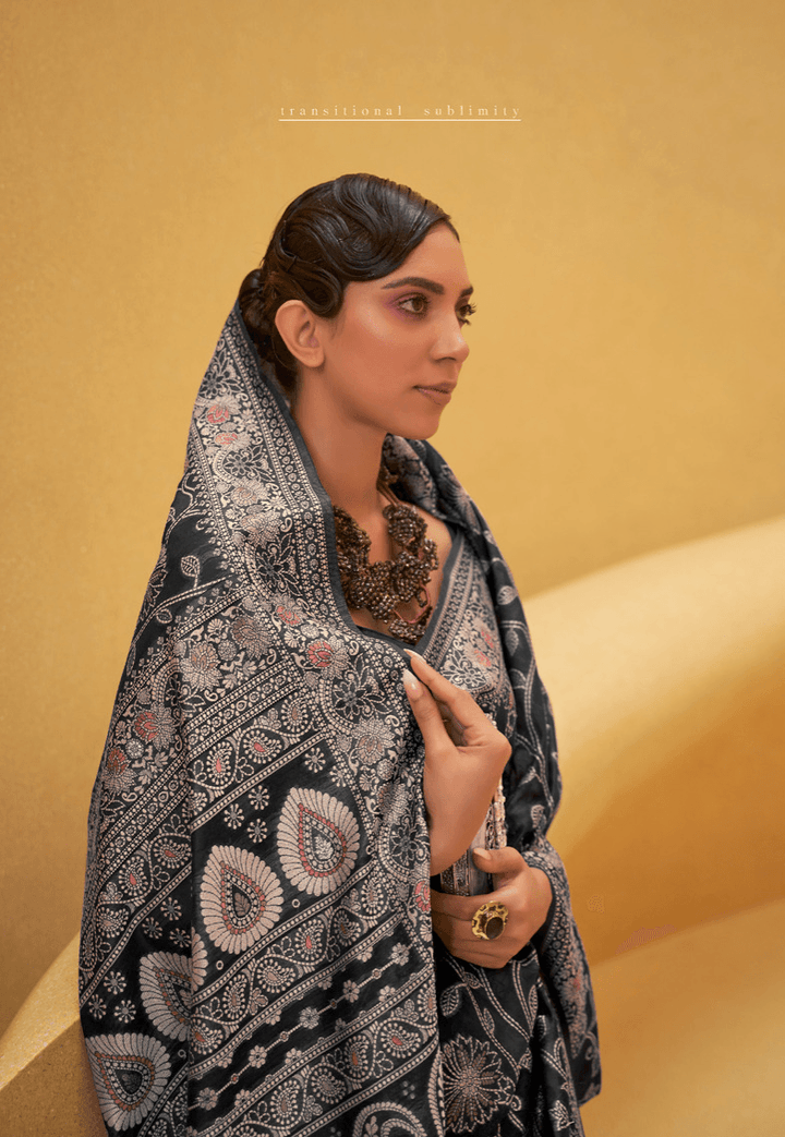 Evening Wear Chikankari Lucknavi Embroidered Sari - Fashion Nation